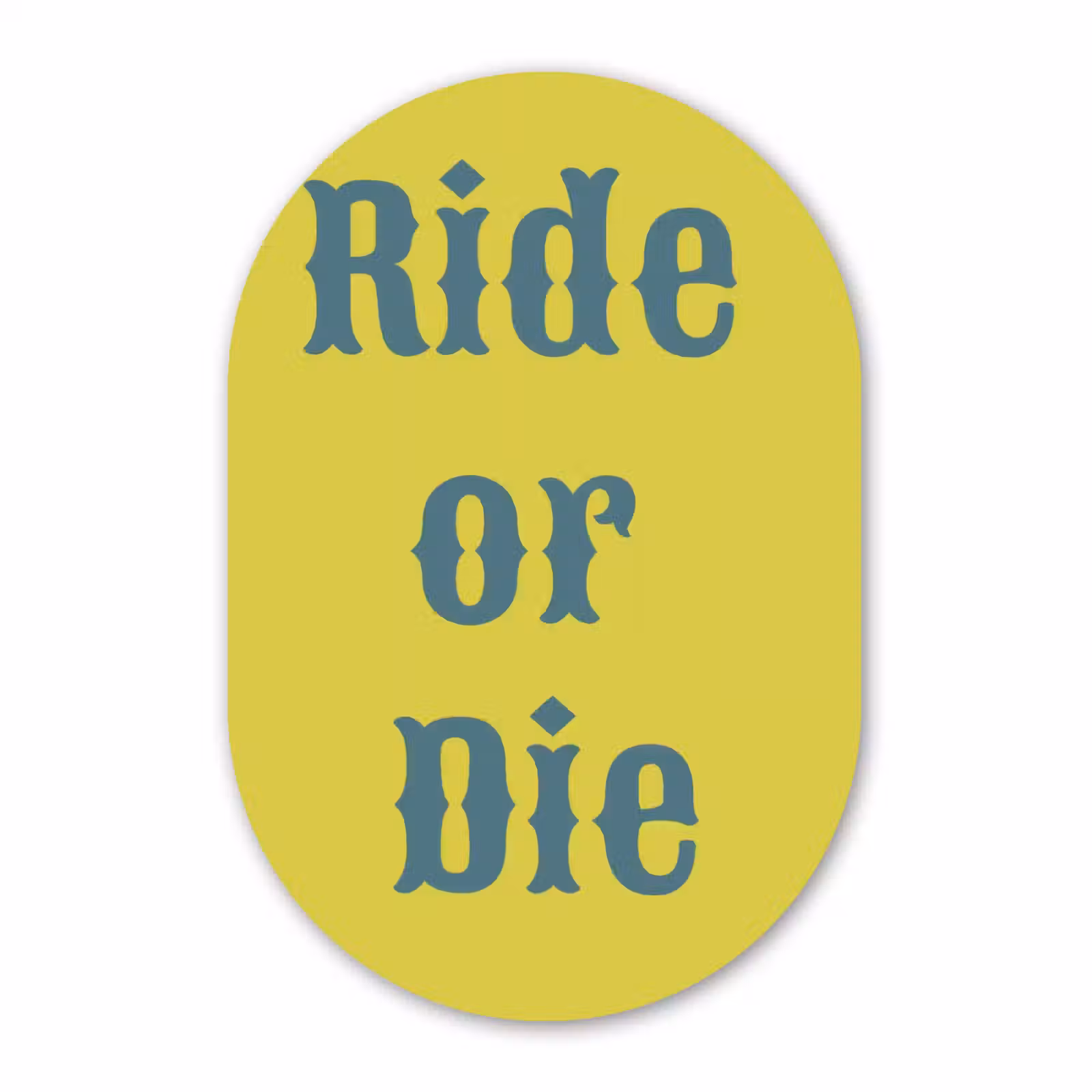 Muurovaal - Glas - Ride or die - Geel - Blauw — 1