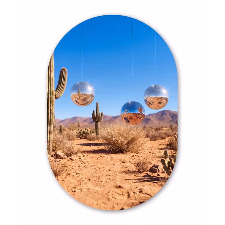 Muurovaal aluminium - Woestijn - Spiegelbal - Kunst — 1