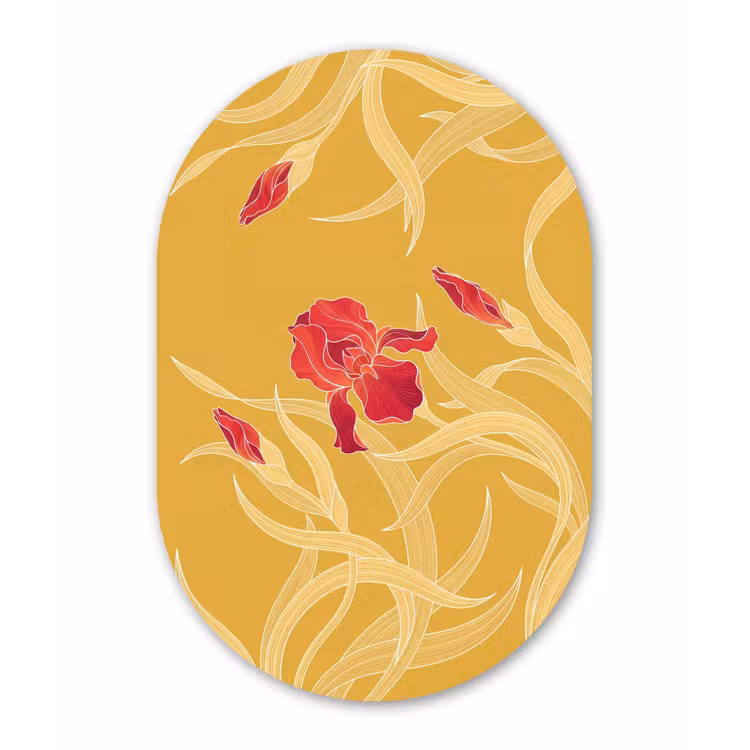 Muurovaal - Glas - Bloemen - Illustratie - Rood — 1