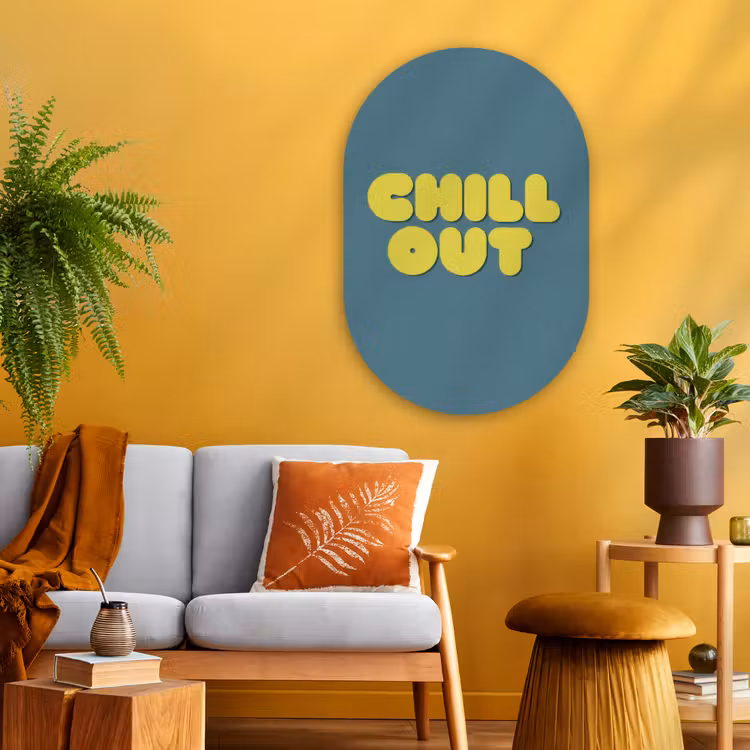 Muurovaal - Glas - Chill out - Geel - Blauw — 3
