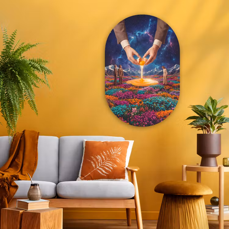 Muurovaal - Glas - Handen - Ei - Surrealisme — 3