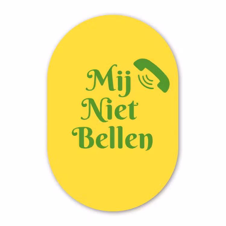 Muurovaal - Glas - Mij niet bellen - Telefoon - Geel — 1