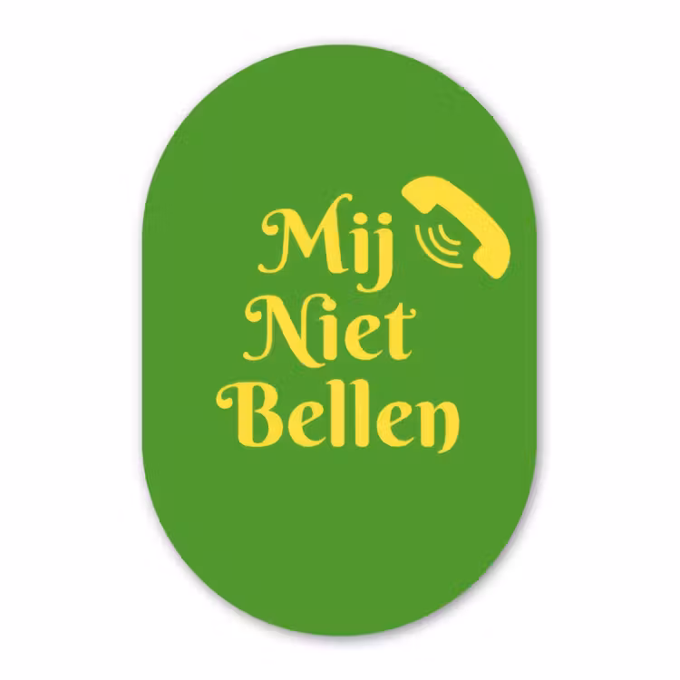 Muurovaal - Glas - Mij niet bellen - Telefoon - Groen — 1