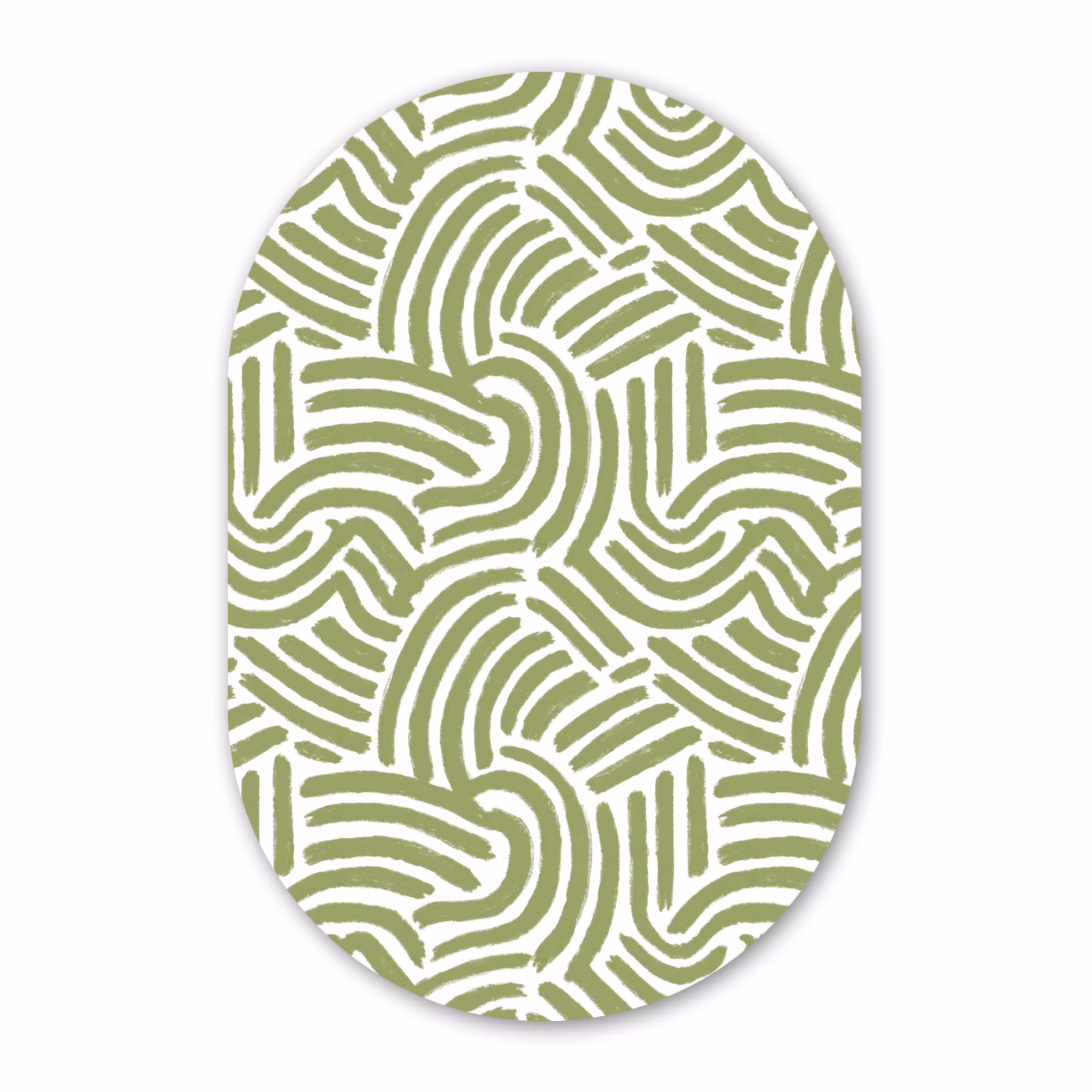 Muurovaal aluminium - Saliegroen - Abstract - Bogen - Handgetekend - Patroon — 1