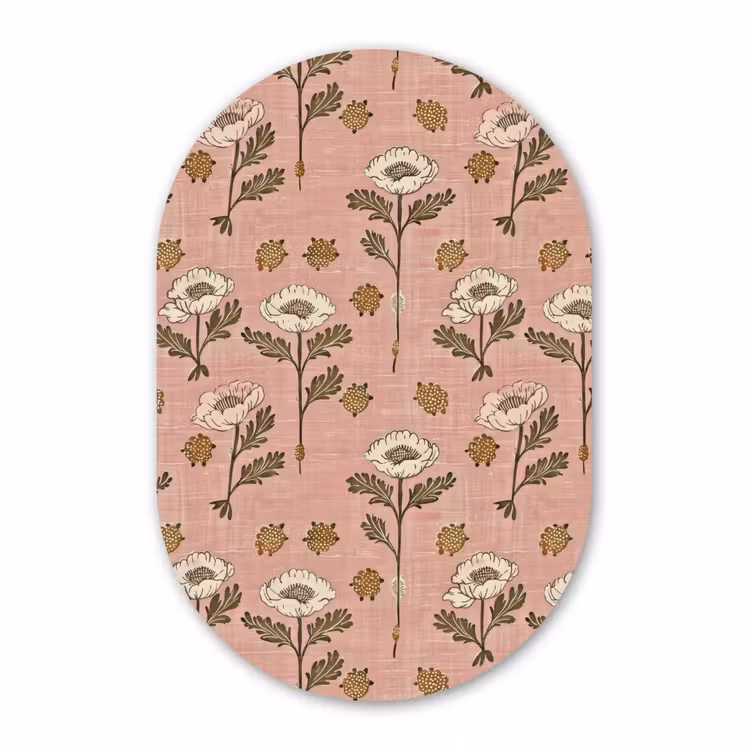 Muurovaal aluminium - Roze - Bloemen - Vintage - Textuur — 1