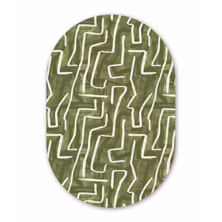 Muurovaal - Glas - Groen - Abstract - Penseelstreken - Patroon — 1