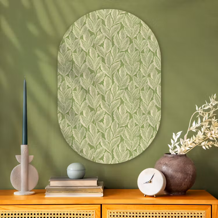 Muurovaal - Glas - Groen - Botanisch - Bladeren - Vintage - Patroon — 2