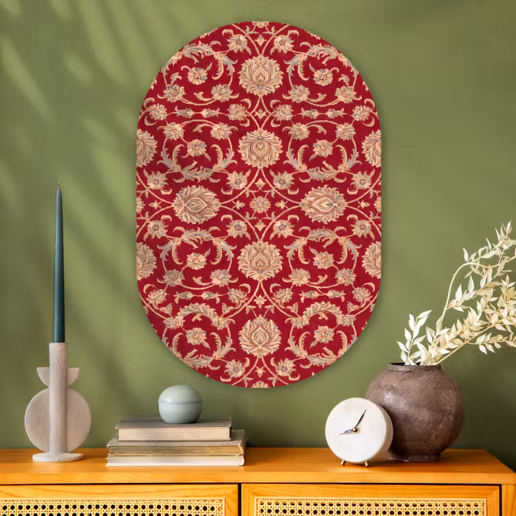Muurovaal - Glas - Patroon - Bloem - Klassiek - Oosters - Rood — 2