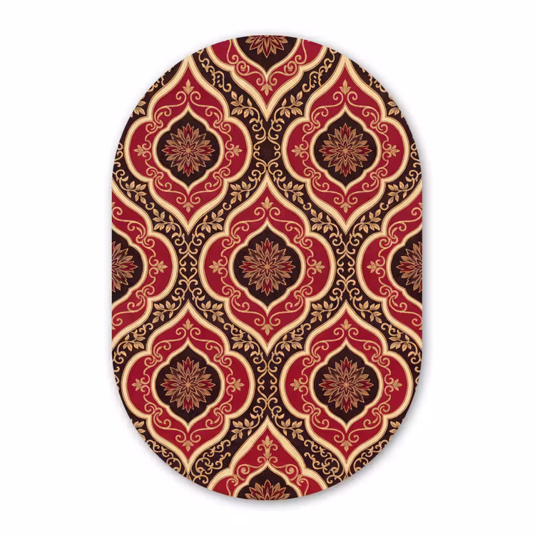 Muurovaal - Glas - Patroon - Ornament - Barok - Rood - Goud — 1