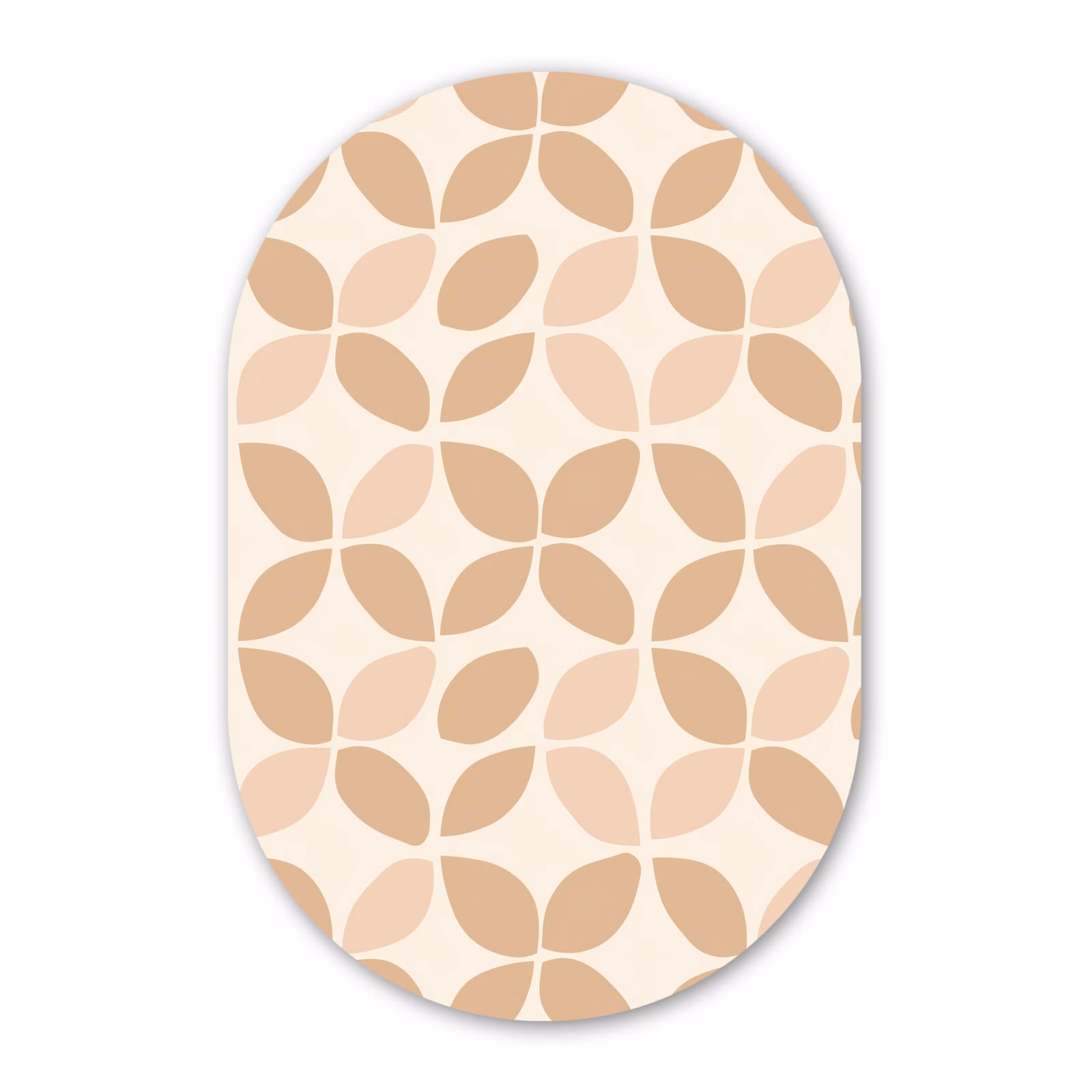 Muurovaal - Glas - Beige - Bladeren - Minimalistisch - Patroon — 1