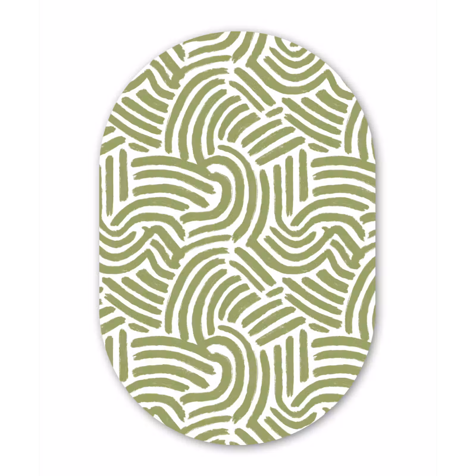 Muurovaal - Glas - Saliegroen - Abstract - Bogen - Handgetekend - Patroon — 1