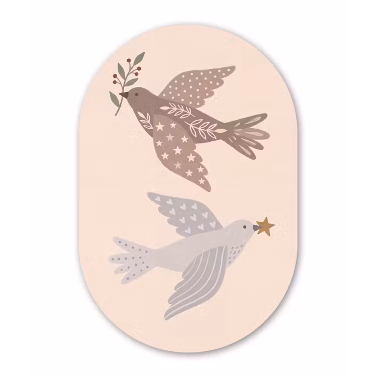Muurovaal aluminium - Vogel - Bessen - Natuur - Modern - Beige — 1