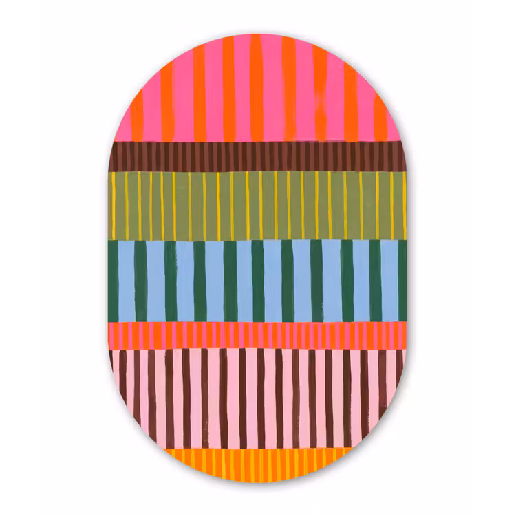 Muurovaal - Glas - Abstract - Strepen - Modern - Kleurrijk - Kunst — 1