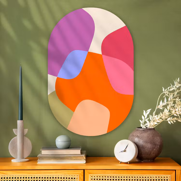Muurovaal - Glas - Abstract - Vormen - Modern - Kleurrijk — 2