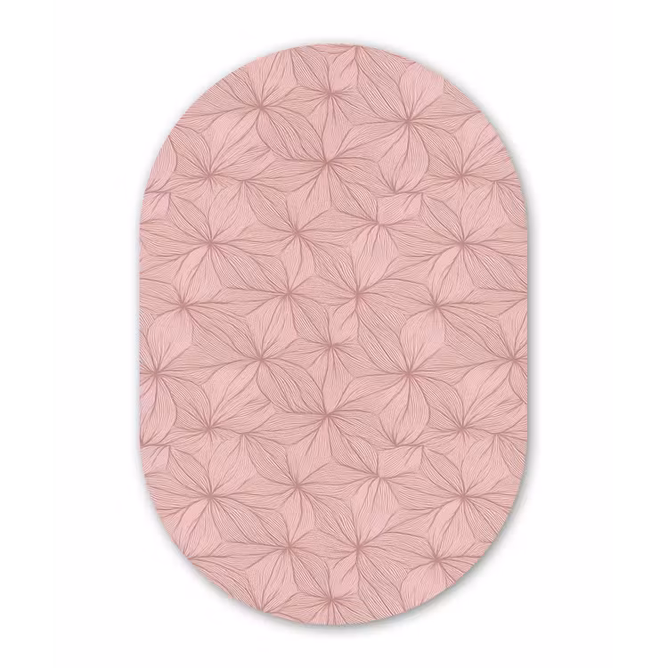 Muurovaal - Glas - oederroze - Bloemen - Reliëf - Textuur — 1
