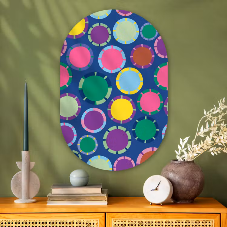 Muurovaal - Glas - Patroon - Cirkels - Abstract - Kleurrijk — 2