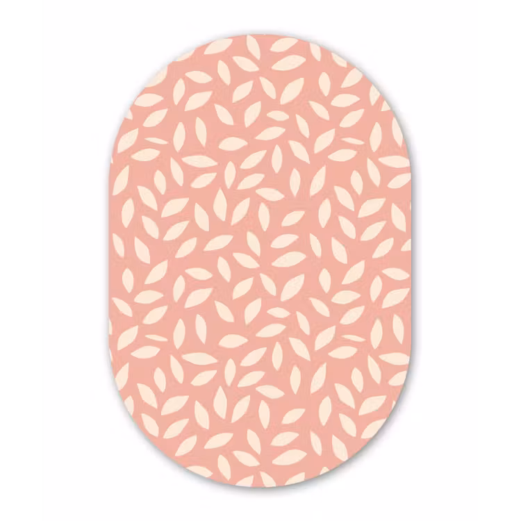Muurovaal - Glas - Roze - Bladeren - Speels - Patroon — 1