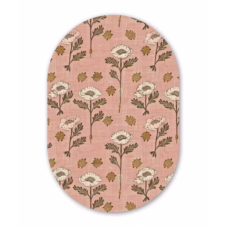 Muurovaal - Glas - Roze - Bloemen - Vintage - Textuur — 1