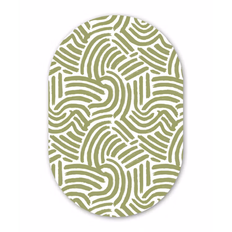 Muurovaal - Glas - Saliegroen - Abstract - Bogen - Handgetekend - Patroon — 1