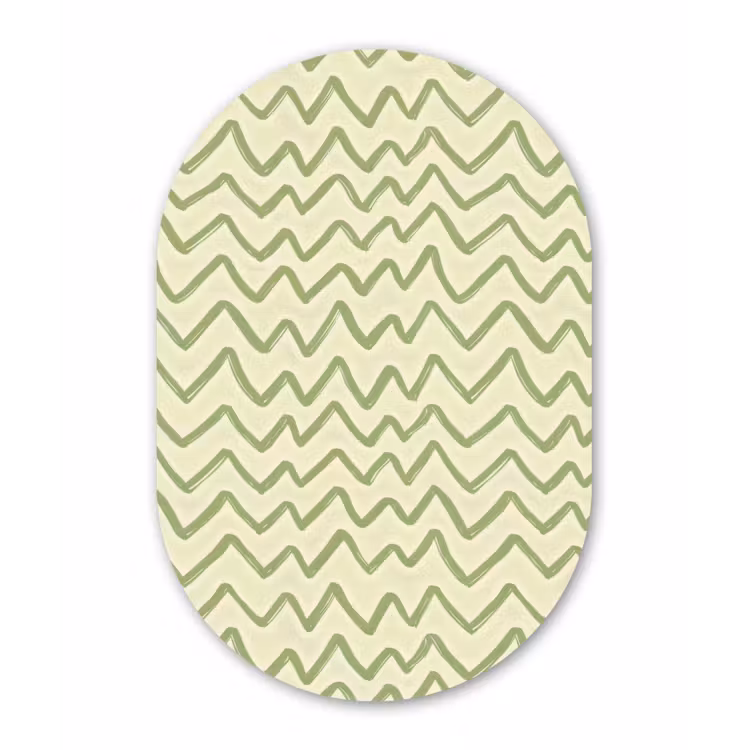 Muurovaal - Glas - Saliegroen - Zigzag - Handgetekend - Patroon — 1