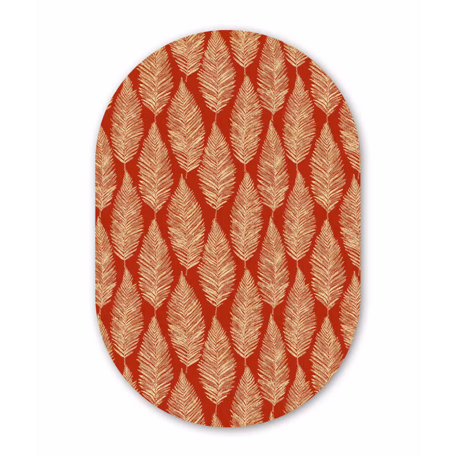 Muurovaal - Glas - Rood - Botanisch - Varen - Patroon — 1