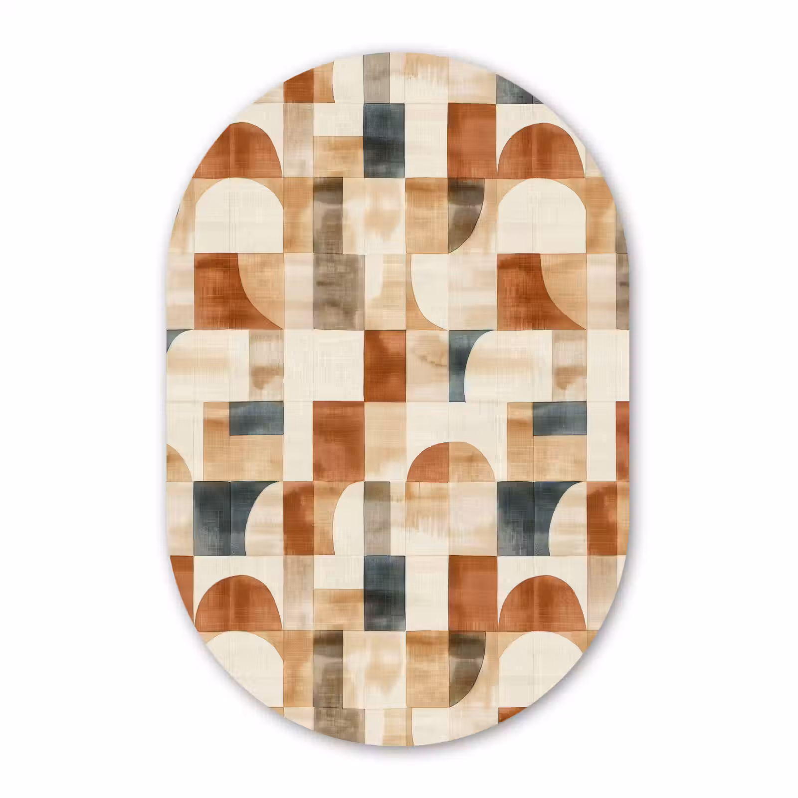 Muurovaal - Glas - Terracotta - Geometrisch - Aquarel - Textuur — 1