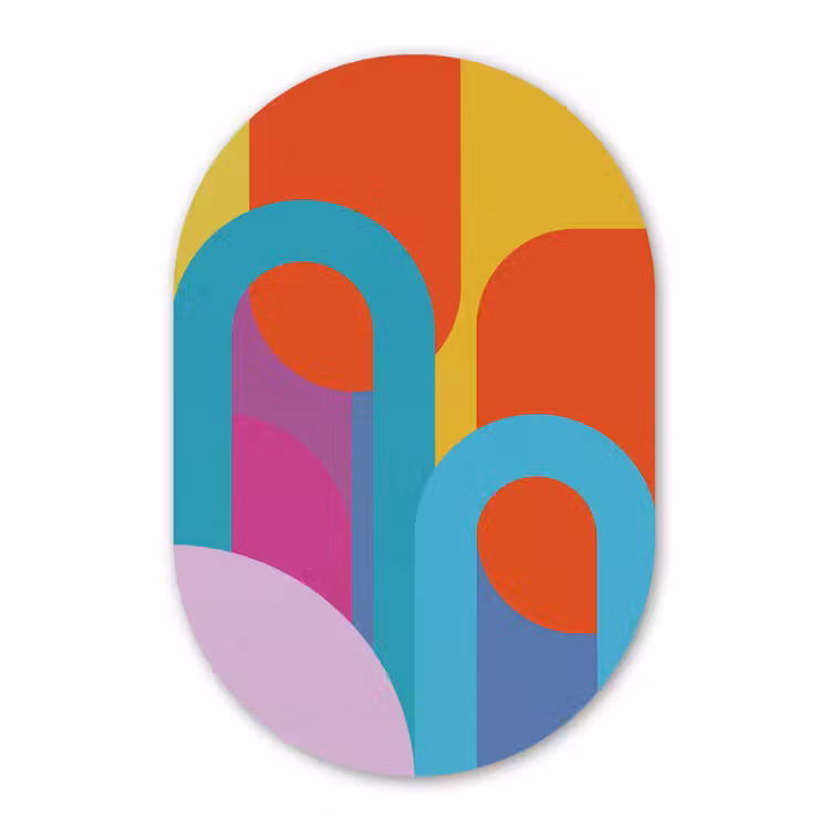 Muurovaal - Glas - Abstract - Geometrie - Kleurrijk - Modern - Kunst — 1
