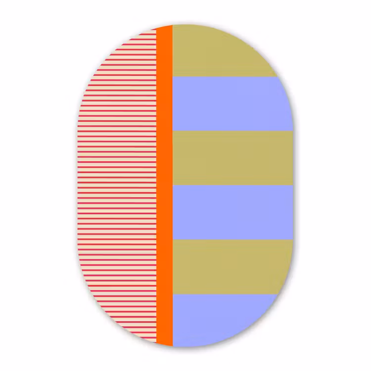 Muurovaal - Glas - Abstract - Geometrie - Strepen - Blokken - Rood — 1