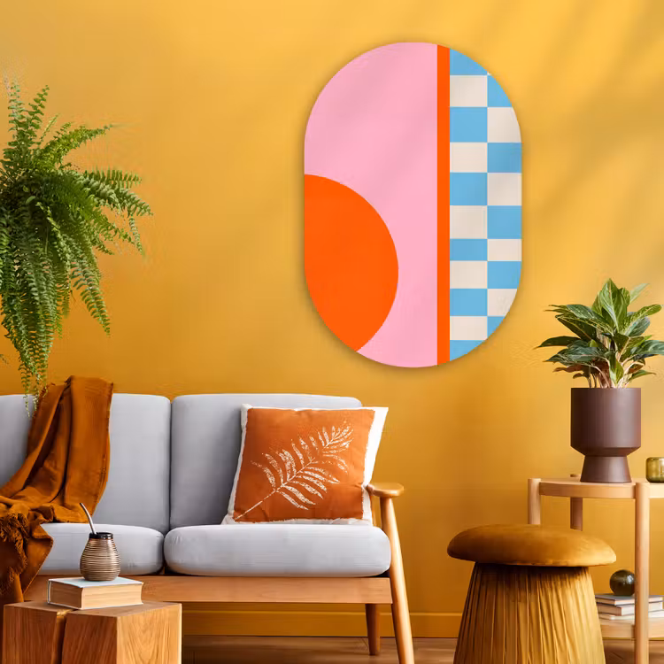 Muurovaal - Glas - Abstract - Vormen - Geometrisch - Modern - Kleurrijk — 3