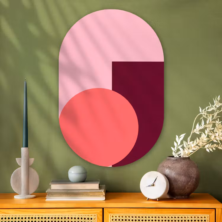 Muurovaal - Glas - Abstract - Vormen - Roze - Modern - Design — 2