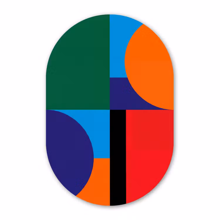 Muurovaal - Glas - Geometrisch - Abstract - Vormen - Kleurrijk - Modern — 1