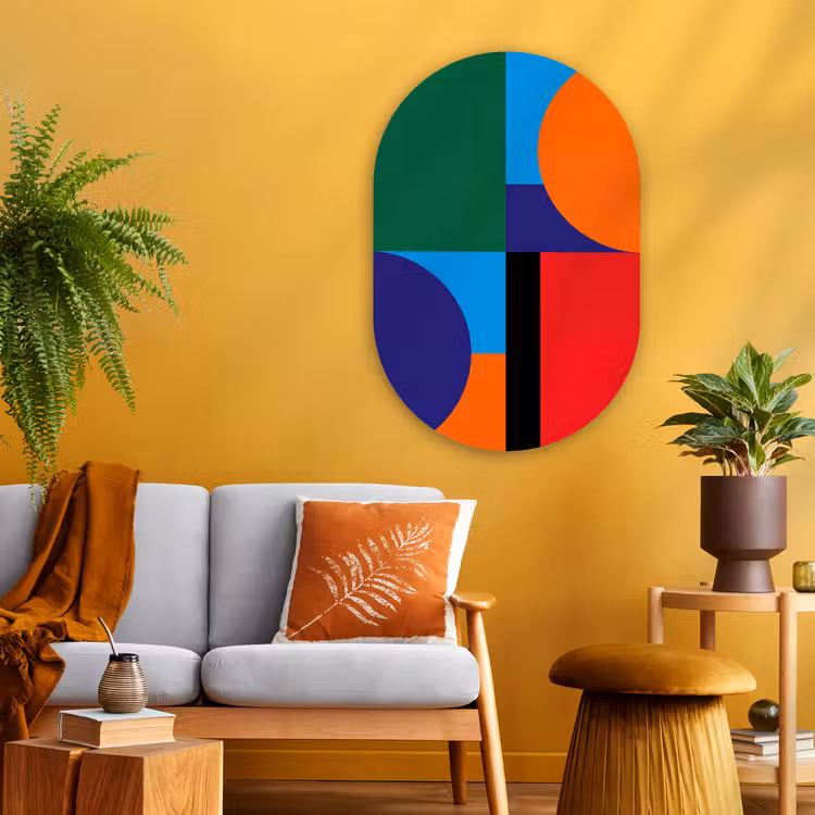 Muurovaal - Glas - Geometrisch - Abstract - Vormen - Kleurrijk - Modern — 3