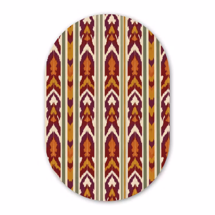 Muurovaal - Glas - Ikat - Bordeauxrood - Etnisch - Patroon — 1