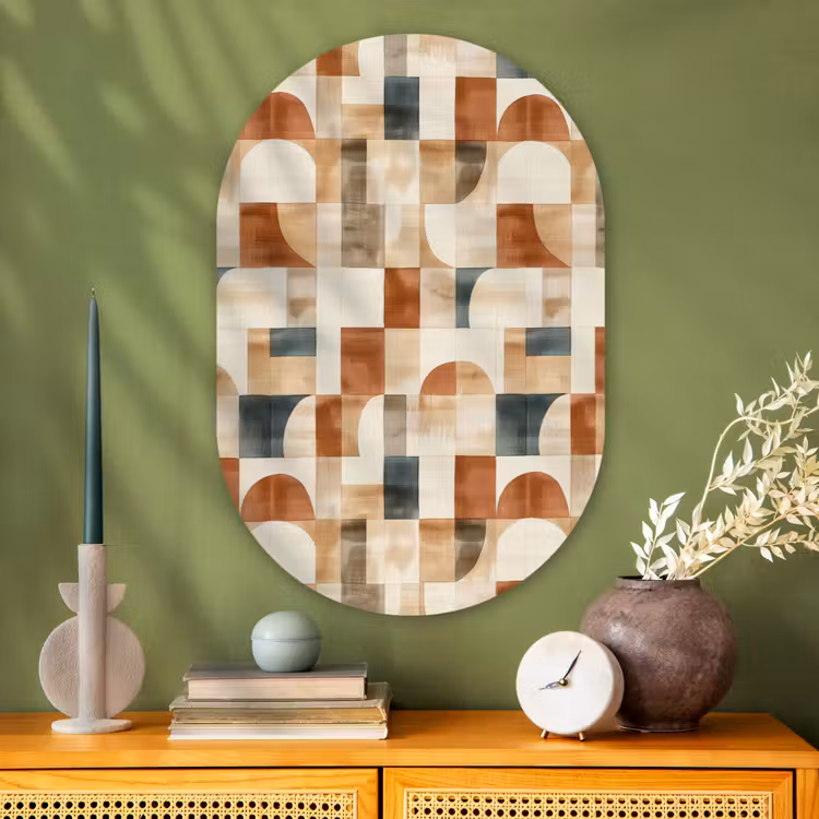 Muurovaal - Glas - Terracotta - Geometrisch - Aquarel - Textuur — 2