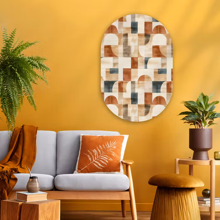 Muurovaal - Glas - Terracotta - Geometrisch - Aquarel - Textuur — 3