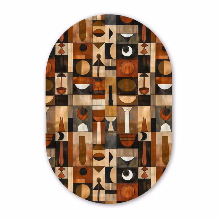 Muurovaal - Glas - Terracotta - Geometrisch - Mid-Century - Patroon — 1