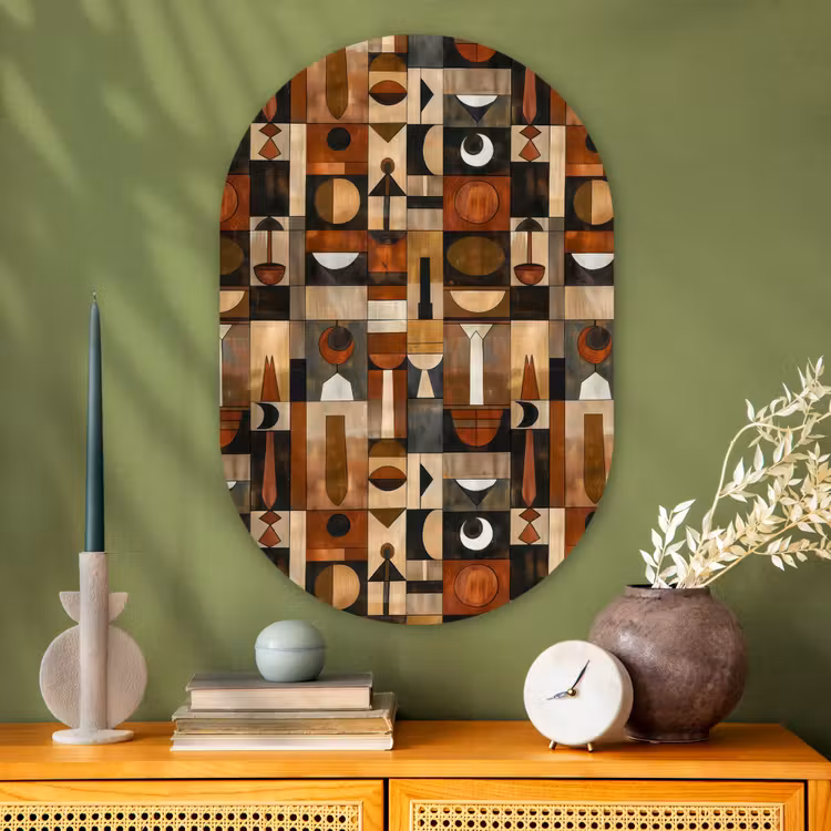 Muurovaal - Glas - Terracotta - Geometrisch - Mid-Century - Patroon — 2