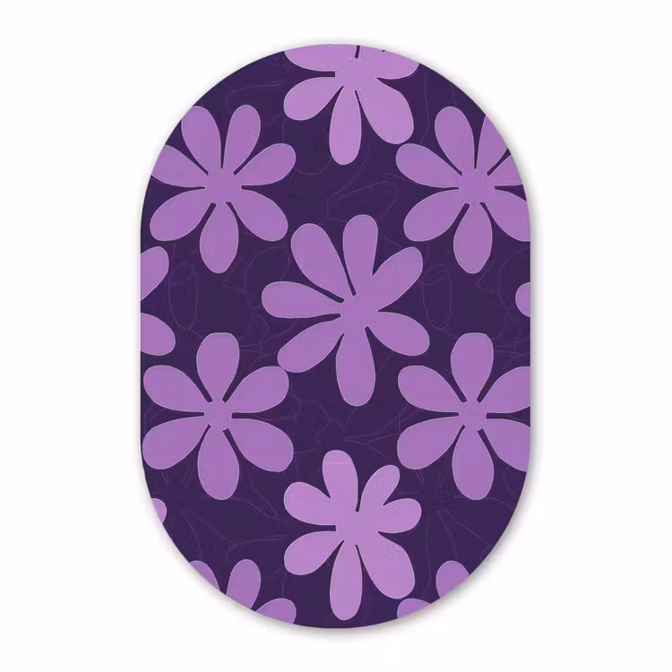 Muurovaal aluminium - Paars - Botanisch - Bloemen - Retro - Patroon — 1
