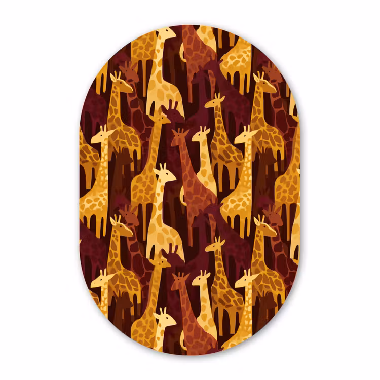 Muurovaal - Glas - Bruin - Giraffen - Safari - Patroon — 1