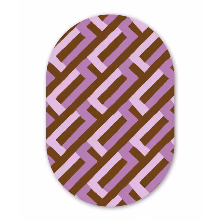 Muurovaal - Glas - Bruin - Roze - Geometrisch - Meander - Patroon — 1