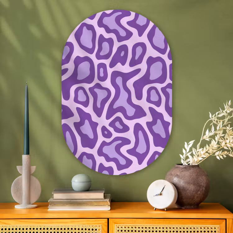Muurovaal - Glas - Paars - Abstract - Luipaard - Vlekken - Groovy - Patroon — 2