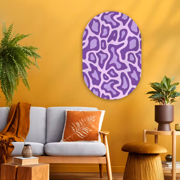 Muurovaal - Glas - Paars - Abstract - Luipaard - Vlekken - Groovy - Patroon — 3