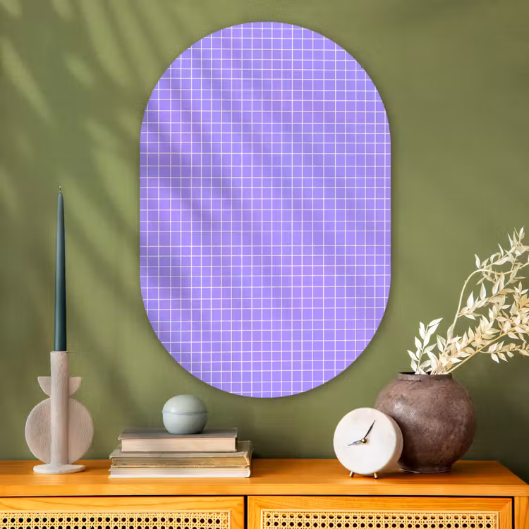 Muurovaal - Glas - Paars - Geometrisch - Raster - Minimalistisch - Patroon — 2