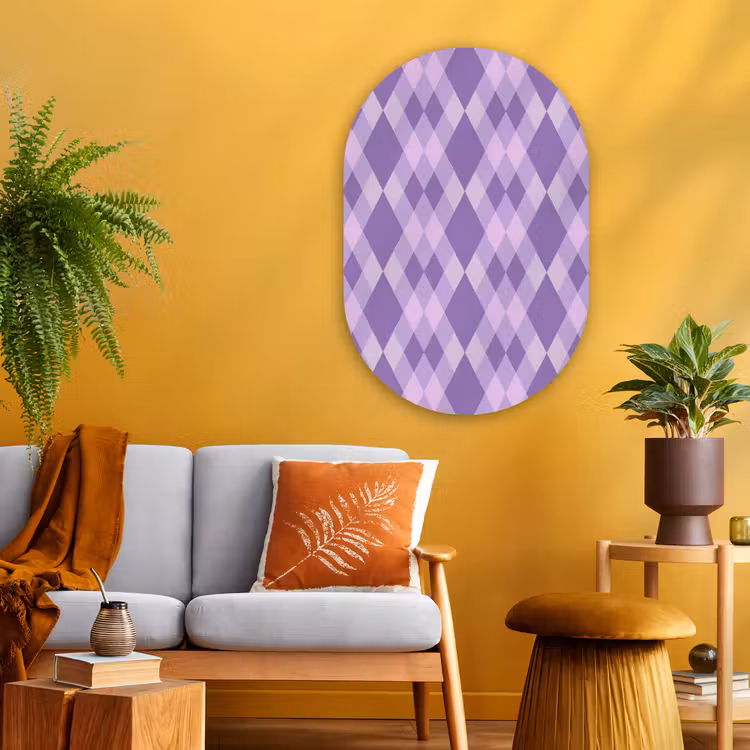 Muurovaal - Glas - Paars - Geometrisch - Ruiten - Argyle - Patroon — 3