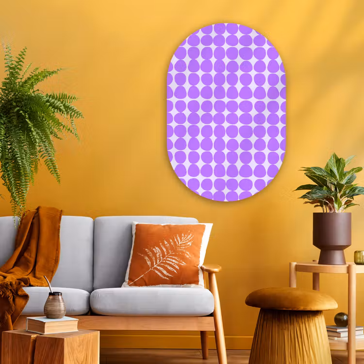 Muurovaal - Glas - Paars - Geometrisch - Stippen - Polka Dot - Patroon — 3