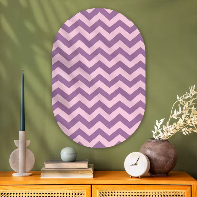 Muurovaal - Glas - Paars - Roze - Geometrisch - Chevron - Zigzag - Patroon — 2