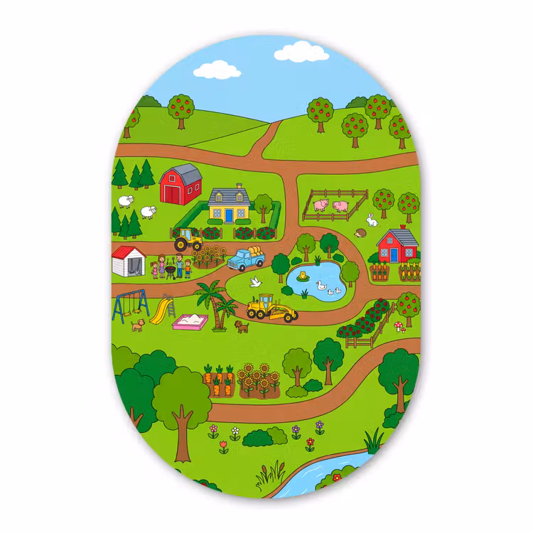 Muurovaal aluminium - Platteland - Dieren - Cartoon — 1