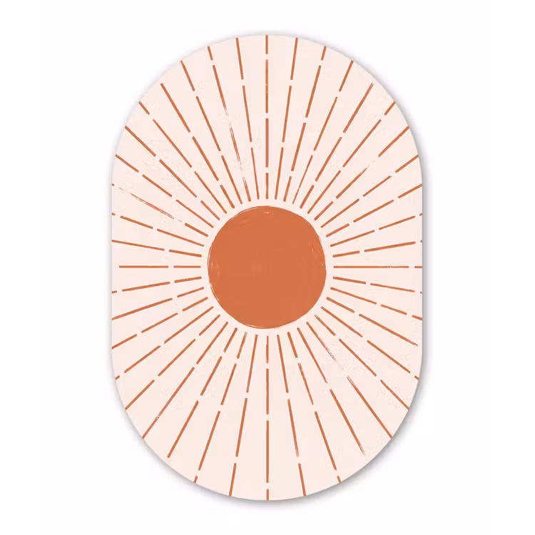 Muurovaal aluminium - Zon - Stralen - Abstract - Terracotta - Modern — 1