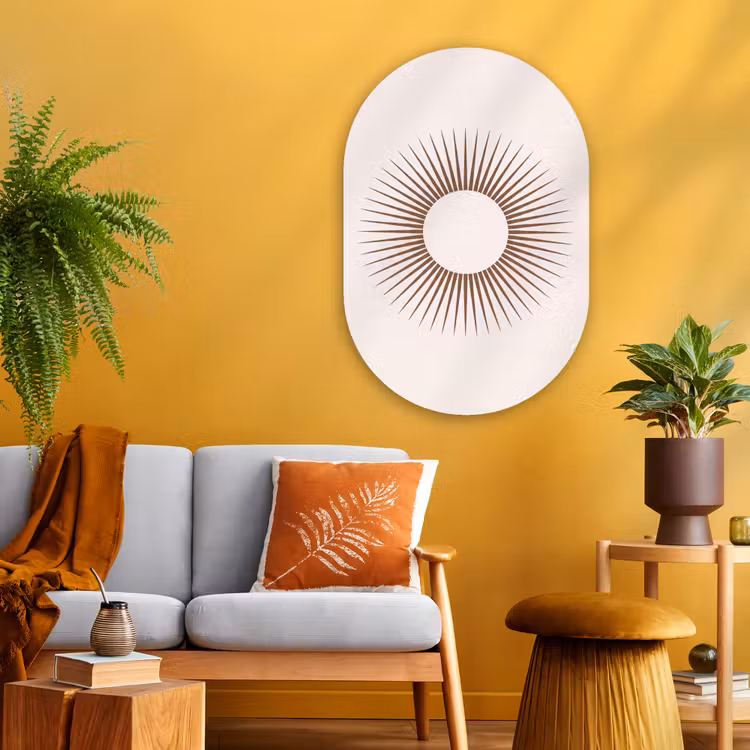 Muurovaal - Glas - Abstract - Zon - Symbool - Modern - Beige — 3