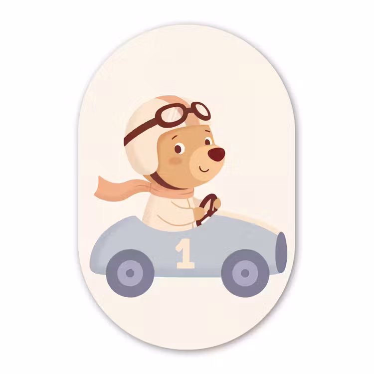 Muurovaal - Glas - Beer - Auto - Kinderkamer - Cartoon - Speels — 1